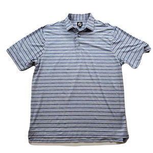 FJ Golf Performance Polo Shirt Mens XL White Blue Stripe Cypress‎ Run